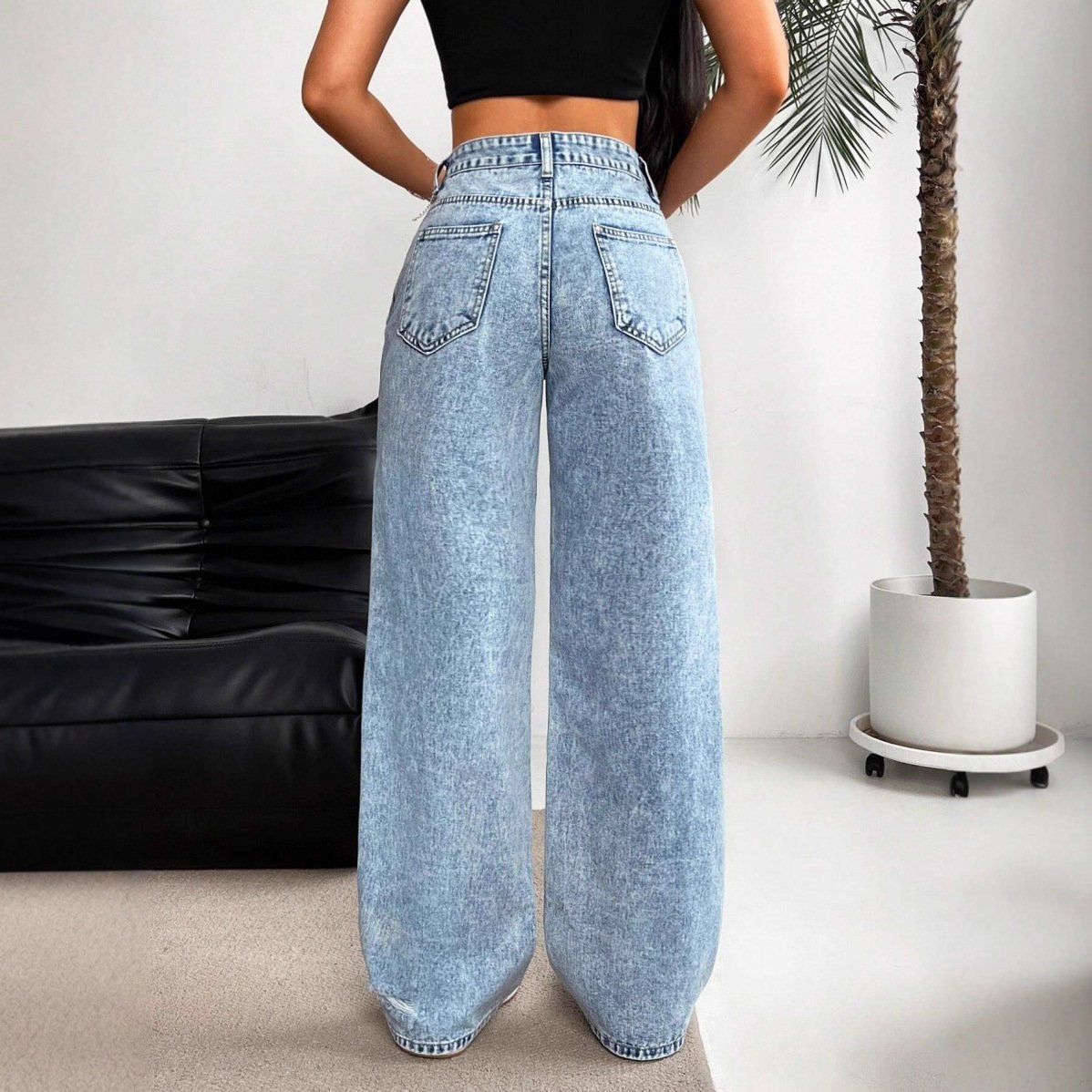 High-waisted Straight Versatile Slim-fit Women's Jeans - Image 4