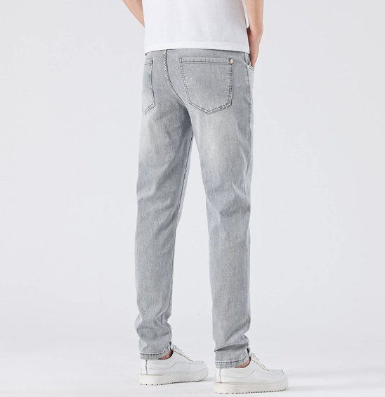 Light Wash Jeans Men's Slim Straight Leg Pants - Image 2