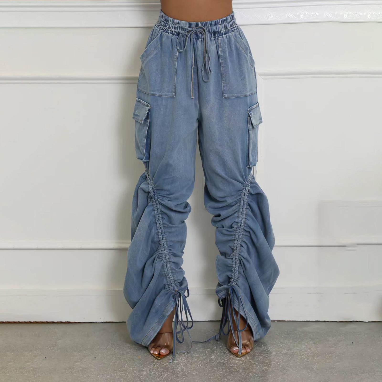 Women's Pleating Design Jeans Fashion Loose - Image 4
