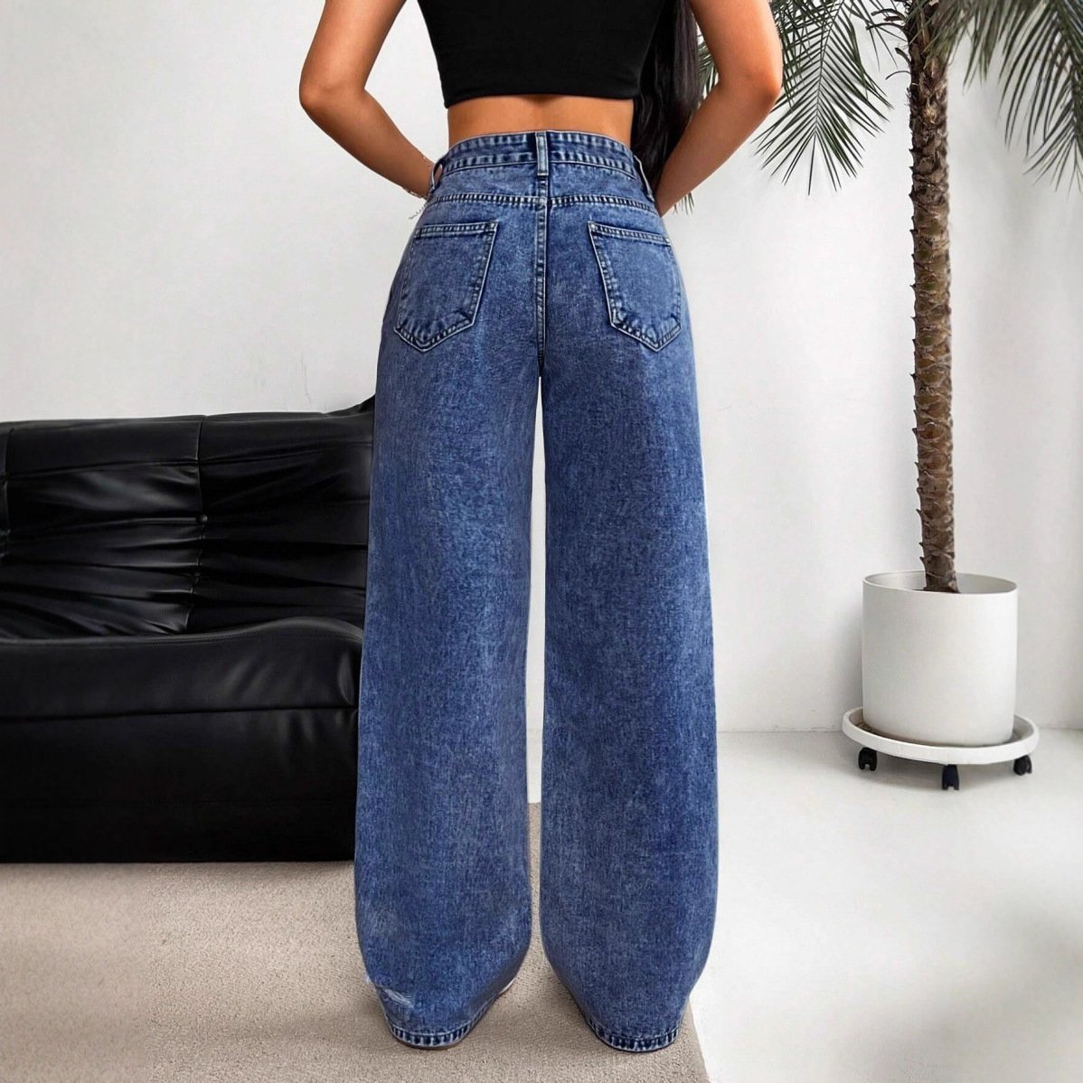High-waisted Straight Versatile Slim-fit Women's Jeans - Image 3