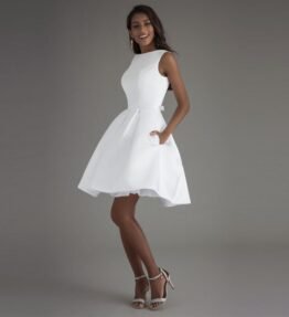 White short backless A-line Prom Party evening dress