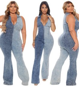 Women's Fashionable Denim Jumpsuit With New Washing Technology
