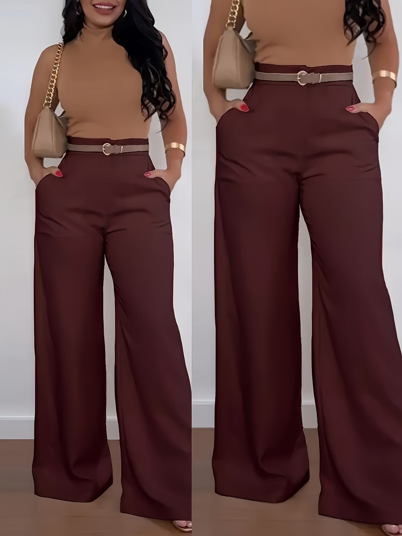 Solid Color BASIC Versatile Casual Flared Pants - Image 5