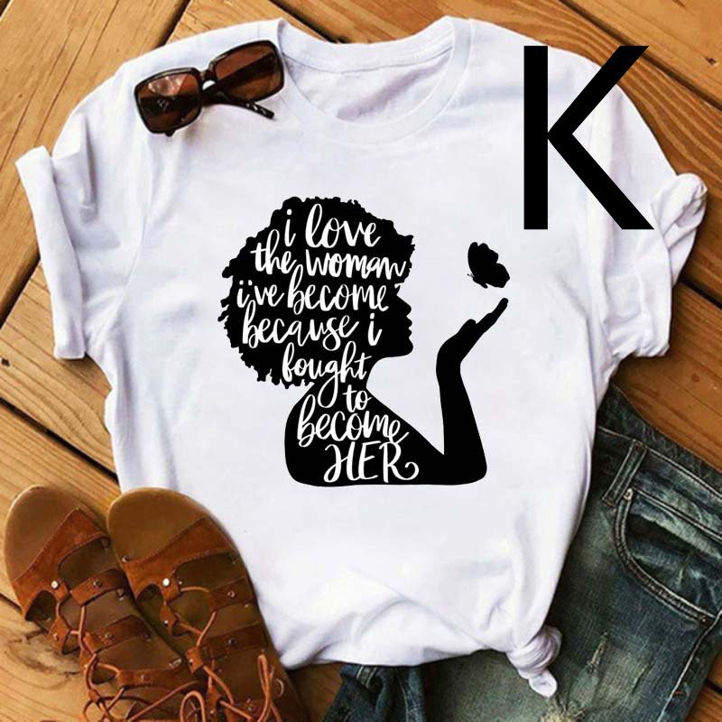 African Black Girl Print Short-sleeved T-shirt Women - Image 10