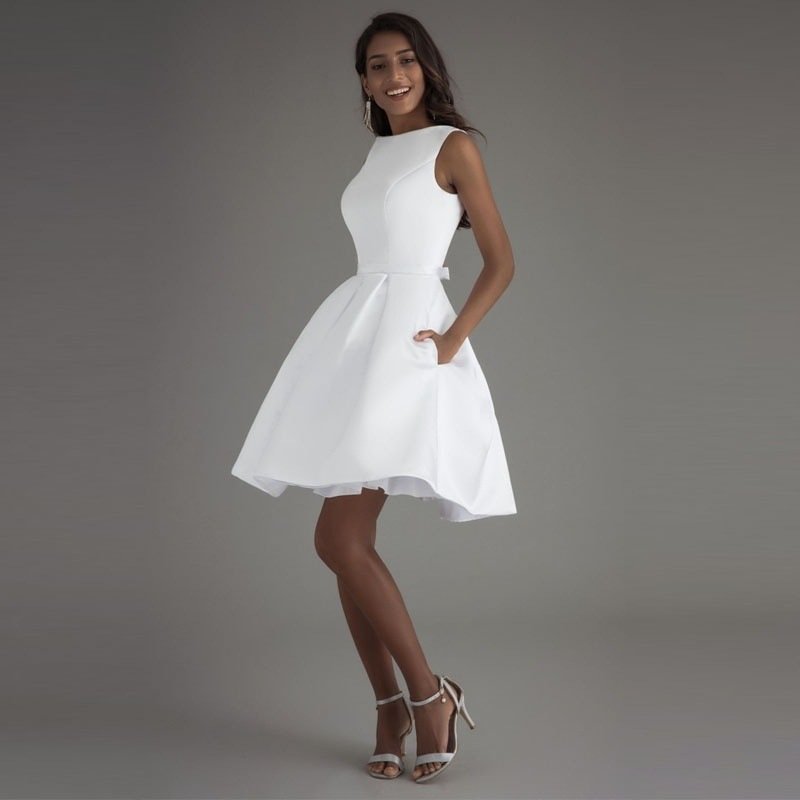 White short backless A-line Prom Party evening dress - Image 5