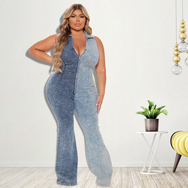 Women's Fashionable Denim Jumpsuit With New Washing Technology - Image 3
