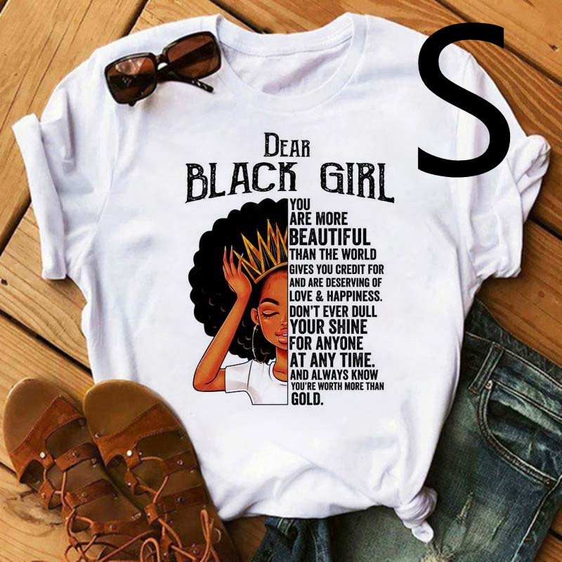 African Black Girl Print Short-sleeved T-shirt Women - Image 7