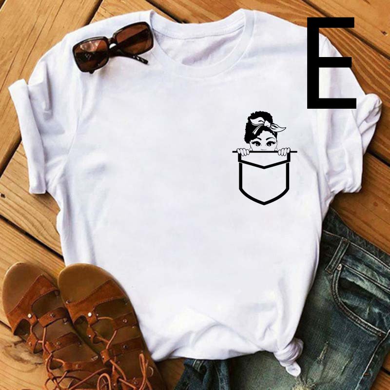 African Black Girl Print Short-sleeved T-shirt Women - Image 2