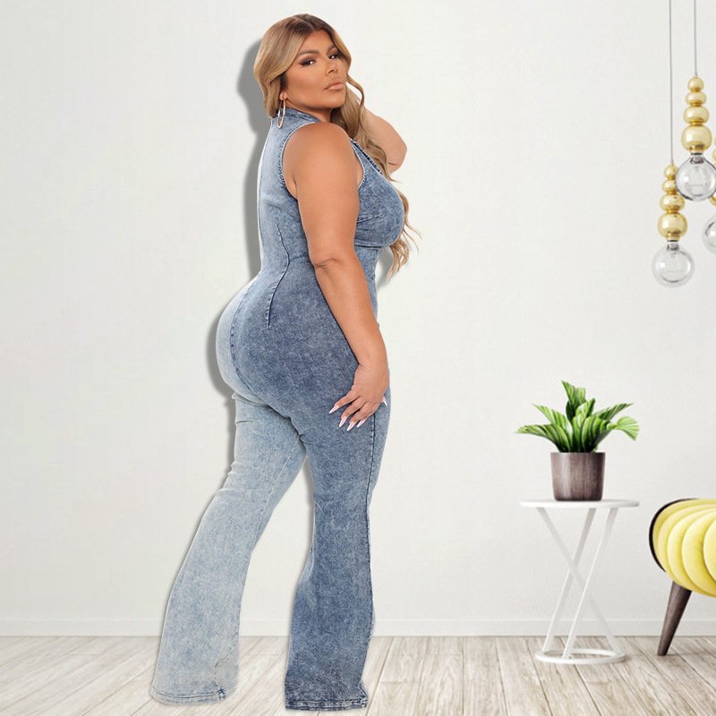 Women's Fashionable Denim Jumpsuit With New Washing Technology - Image 4