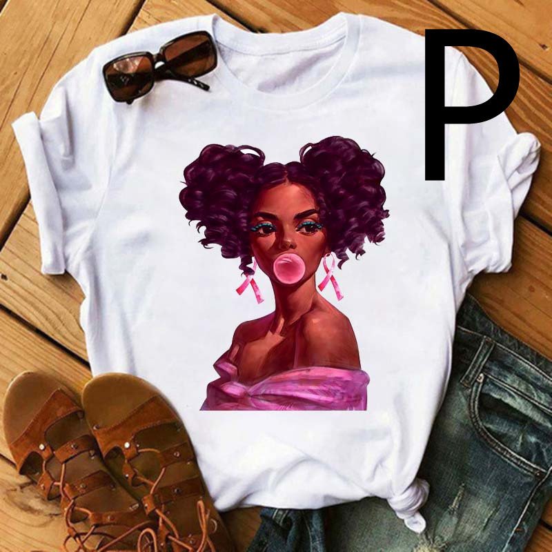 African Black Girl Print Short-sleeved T-shirt Women - Image 9