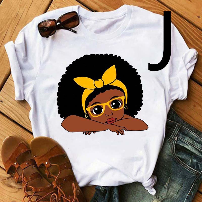 African Black Girl Print Short-sleeved T-shirt Women - Image 4