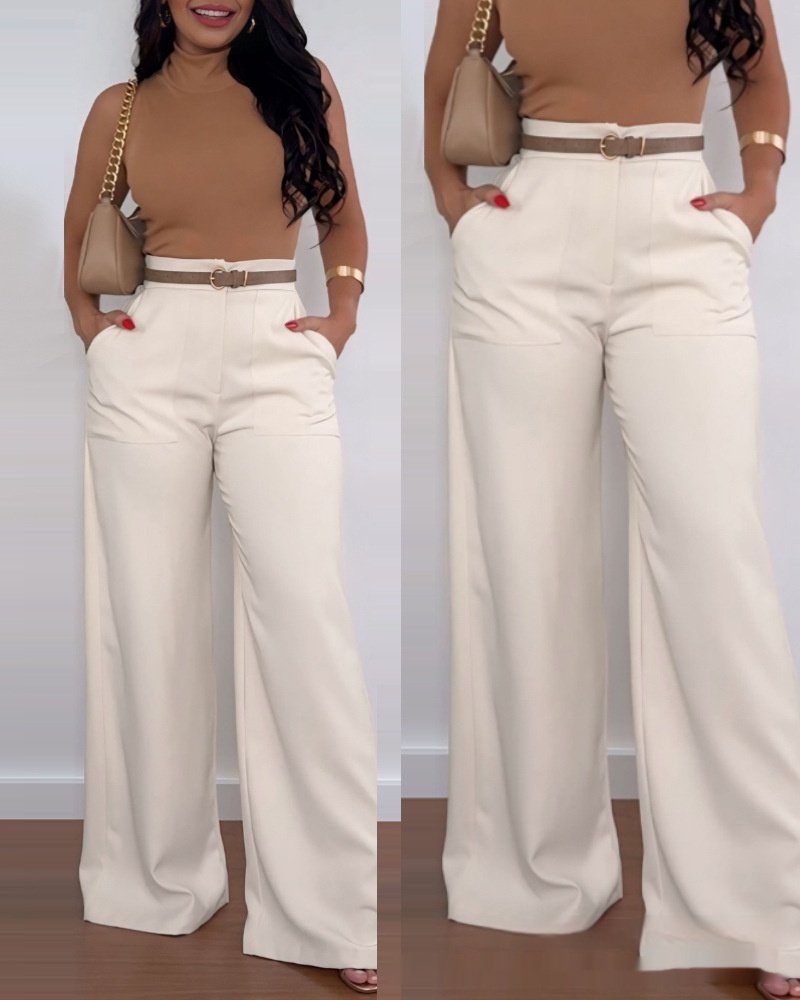 Solid Color BASIC Versatile Casual Flared Pants - Image 7