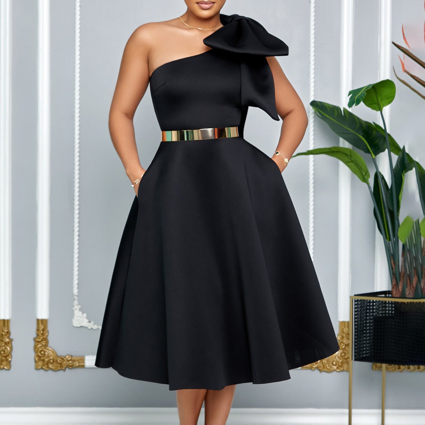 Valentines Day Fashionable Solid-Color Sexy Evening Gown For Women - Image 2